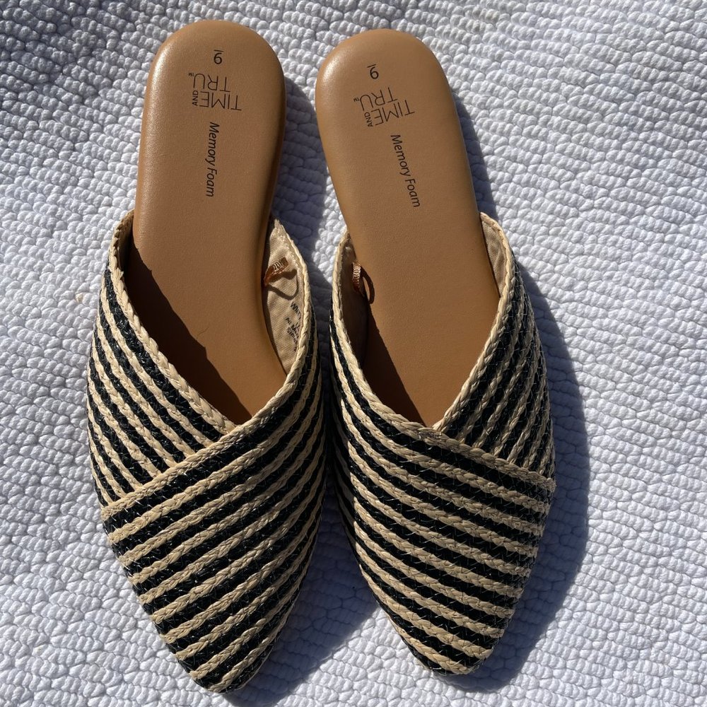 Time And Tru Women's Raffia Mule Shoes - 9